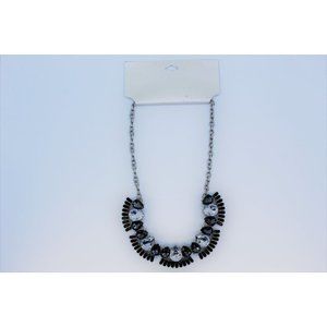 Silver Toned Faux Diamond Chain Statement Necklace BRAND NEW Fashion Jewelry